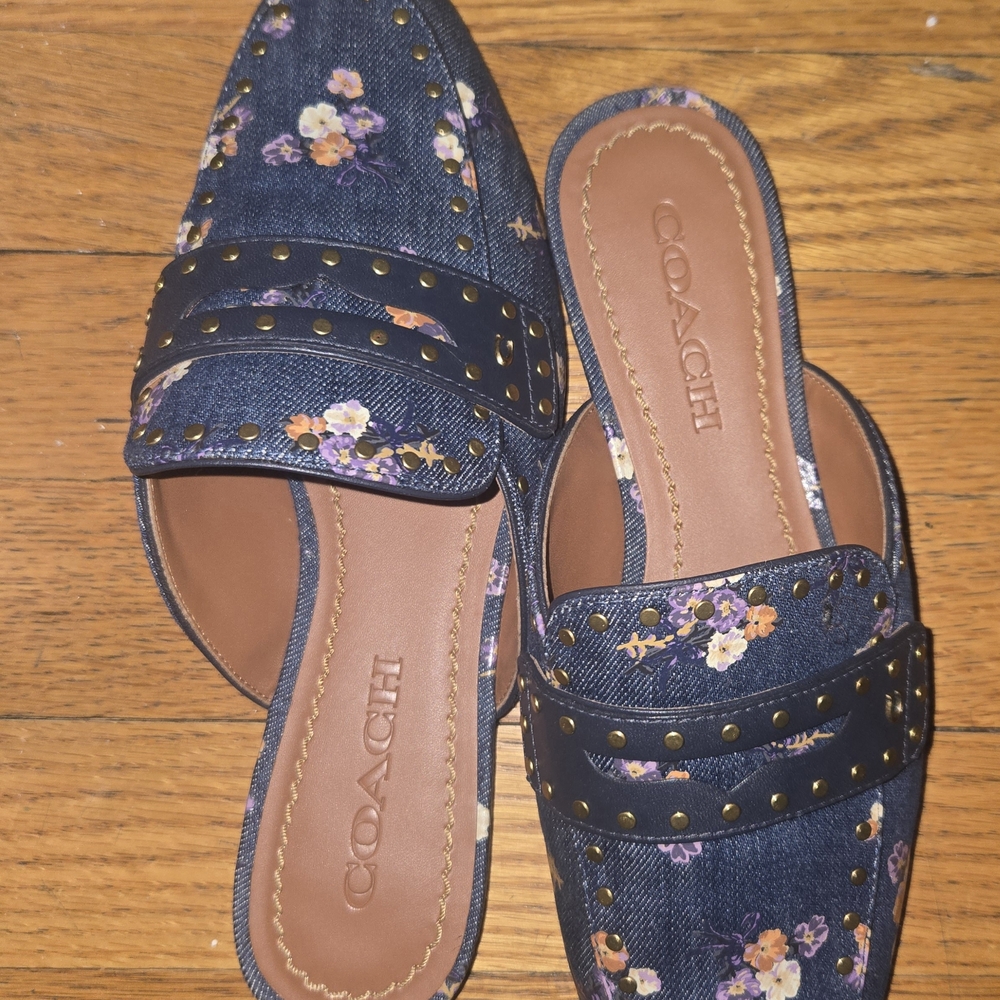 Coach Floral Denim Mules 🌼 - Picture 3 of 7
